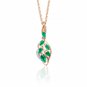 Подвеска из комбинированного золота Platina 03-2692-00-106-1111-30 с бриллиантом и изумрудом 03-2692-00-106-1111-30 фото