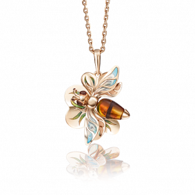 Золотая подвеска Platina с янтарем и витражной эмалью 03-2762-00-271-1110-46 03-2762-00-271-1110-46 фото