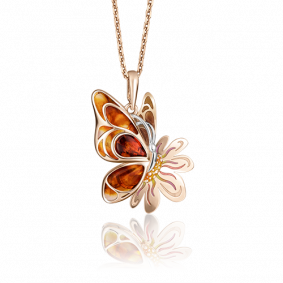 Золотая подвеска Platina 03-2772-00-271-1110-46 с янтарём и эмалью 03-2772-00-271-1110-46 фото