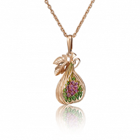 Золотая подвеска Platina 03-2797-00-706-1110-57 с гранатом, эмалью и турмалином 03-2797-00-706-1110-57 фото