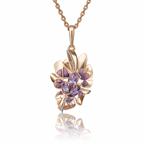 Золотая подвеска Platina с витражной эмалью и аметистом 03-2811-00-203-1110-57 03-2811-00-203-1110-57 фото