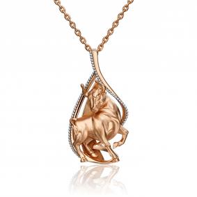 Подвеска Знак зодиака Телец из комбинированного золота Platina 03-2814-04-000-1111-48 03-2814-04-000-1111-48 фото