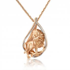 Подвеска Знак зодиака Лев из комбинированного золота Platina 03-2814-07-000-1111-48 03-2814-07-000-1111-48 фото