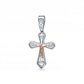 Серебряная подвеска-крест АЛЬКОР с золотой накладкой и бриллиантом 03-2821/000Б-00 03-2821/000Б-00 фото