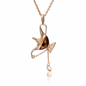 Золотая подвеска Platina 03-2827-01-271-1110-58 с янтарём 03-2827-01-271-1110-58 фото