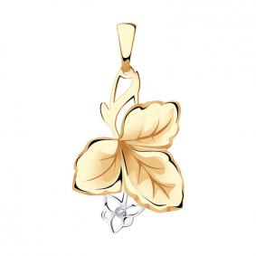 Золотая подвеска Золотые узоры 03-2827 с цирконием 03-2827 фото