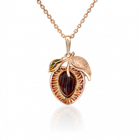 Золотая подвеска Platina 03-2832-00-271-1110-46 с янтарём и эмалью 03-2832-00-271-1110-46 фото