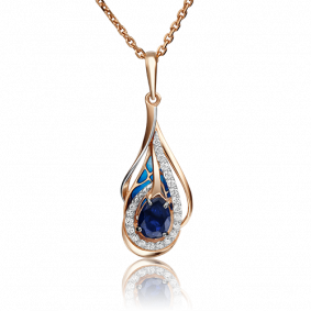 Золотая подвеска Platina с витражной эмалью,бриллиантом и сапфиром 03-2833-00-105-1110-30 03-2833-00-105-1110-30 фото