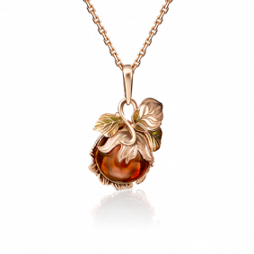 Золотая подвеска Platina 03-2845-00-271-1110-46 с янтарём и эмалью 03-2845-00-271-1110-46 фото