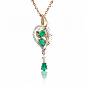 Золотая подвеска Platina 03-2862-00-106-1110-30 с бриллиантом и изумрудом 03-2862-00-106-1110-30 фото