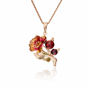 Золотая подвеска Platina 03-2889-00-271-1110-46 с янтарём и эмалью 03-2889-00-271-1110-46 фото