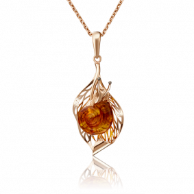 Золотая подвеска Platina 03-2897-00-271-1110-46 с янтарём 03-2897-00-271-1110-46 фото