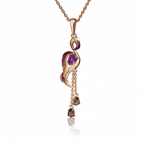 Золотая подвеска Platina 03-2913-00-705-1110-57 с гранатом, кварцем и эмалью 03-2913-00-705-1110-57 фото