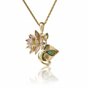 Подвеска из лимонного золота Platina 03-2919-00-000-1130-48 с эмалью 03-2919-00-000-1130-48 фото