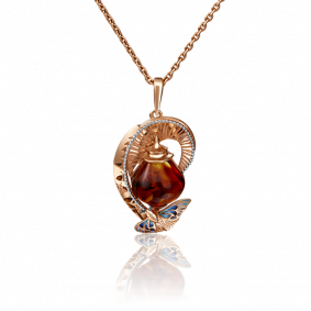 Золотая подвеска Platina 03-2922-00-271-1110-46 с янтарём и эмалью 03-2922-00-271-1110-46 фото