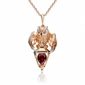 Золотая подвеска Platina 03-3000-00-204-1110-57 с гранатом и эмалью 03-3000-00-204-1110-57 фото