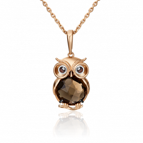 Подвеска из комбинированного золота Platina 03-3008-00-202-1111-57 с кварцем и эмалью 03-3008-00-202-1111-57 фото