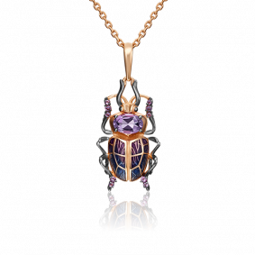 Золотая подвеска Platina 03-3053-00-203-1110-57 с аметистом и эмалью 03-3053-00-203-1110-57 фото