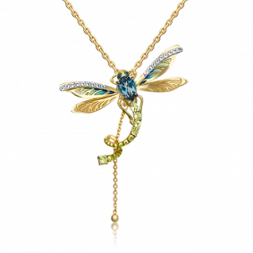 Подвеска из лимонного золота Platina 03-3071-00-243-1130-57 с топазом, хризолитом и эмалью 03-3071-00-243-1130-57 фото