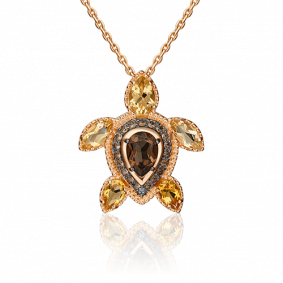 Золотая подвеска Platina 03-3113-00-226-1110-46 с цитрином и кварцем 03-3113-00-226-1110-46 фото