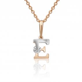 Подвеска-буква Е из комбинированного золота Platina с фианитом 03-3119-Е-401-1111 03-3119-Е-401-1111 фото