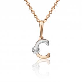Подвеска-буква С из комбинированного золота Platina с фианитом 03-3119-С-401-1111 03-3119-С-401-1111 фото