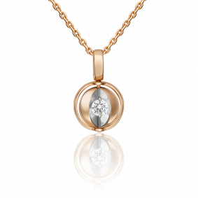 Подвеска из комбинированного золота Platina 03-3135-00-501-1111-38 с фианитом 03-3135-00-501-1111-38 фото