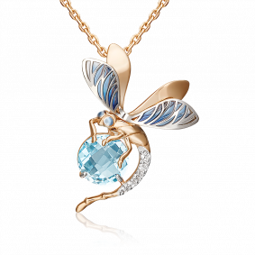 Подвеска из комбинированного золота Platina 03-3144-00-201-1111-57 с топазом и эмалью 03-3144-00-201-1111-57 фото