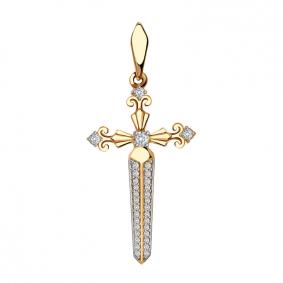 Золотая подвеска Золотые узоры 03-3164 с цирконием 03-3164 фото