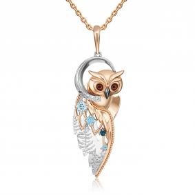 Подвеска из комбинированного золота Platina 03-3316-00-201-111 с топазом и эмалью 03-3316-00-201-111 фото