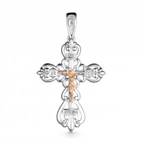 Серебряная подвеска АЛЬКОР с золотой накладкой и бриллиантом 03-3401/000Б-00 03-3401/000Б-00 фото