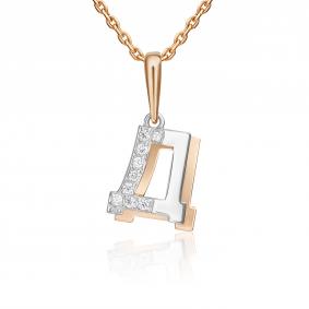 Подвеска-буква Д из комбинированного золота Platina с фианитом 03-3418-Д-401-1111 03-3418-Д-401-1111 фото