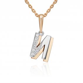 Подвеска-буква И из комбинированного золота Platina с фианитом 03-3418-И-401-1111 03-3418-И-401-1111 фото