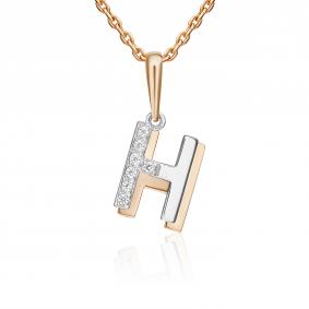Подвеска-буква Н из комбинированного золота Platina с фианитом 03-3418-Н-401-1111 03-3418-Н-401-1111 фото