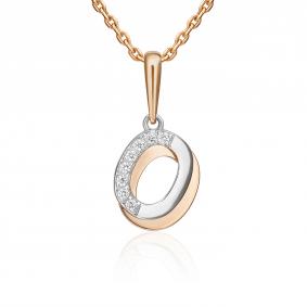 Подвеска-буква О из комбинированного золота Platina с фианитом 03-3418-О-401-1111 03-3418-О-401-1111 фото