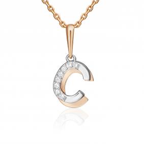 Подвеска-буква С из комбинированного золота Platina с фианитом 03-3418-С-401-1111 03-3418-С-401-1111 фото