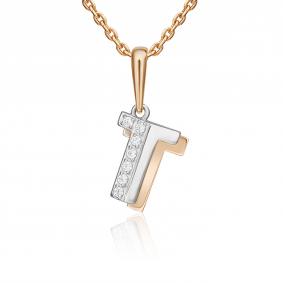 Золотая подвеска-буква Т Platina с фианитом 03-3418-Т-401-1111 03-3418-Т-401-1111 фото