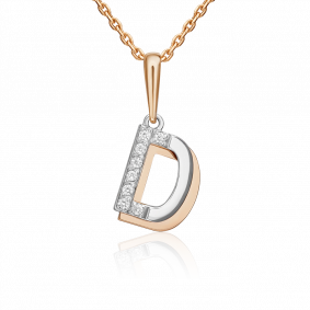 Золотая подвеска-буква D Platina с фианитом 03-3419-D-401-1111 03-3419-D-401-1111 фото