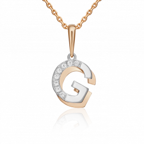 Подвеска-буква G из комбинированного золота Platina с фианитом 03-3419-G-401-1111 03-3419-G-401-1111 фото