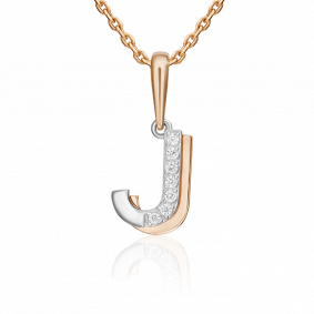 Золотая подвеска-буква J Platina с фианитом 03-3419-J-401-1111 03-3419-J-401-1111 фото