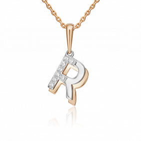 Подвеска-буква R из комбинированного золота Platina с фианитом 03-3419-R-401-1111 03-3419-R-401-1111 фото
