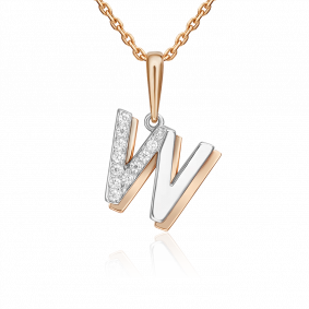 Подвеска-буква W из комбинированного золота Platina с фианитом 03-3419-W-401-1111 03-3419-W-401-1111 фото