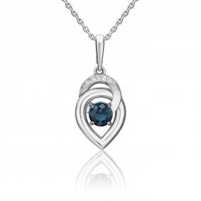 Подвеска из белого золота Platina 03-3453-00-105-1120 с бриллиантом и сапфиром 03-3453-00-105-1120 фото