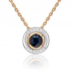 Подвеска из комбинированного золота Platina 03-3460-00-105-1111 с бриллиантом и сапфиром 03-3460-00-105-1111 фото