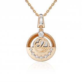 Подвеска Знак зодиака Лев из комбинированного золота Platina с фианитом 03-3463-01-401-1111 03-3463-01-401-1111 фото