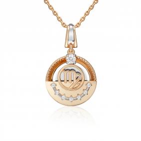 Подвеска Знак зодиака Дева из комбинированного золота Platina с фианитом 03-3463-04-401-1111 03-3463-04-401-1111 фото