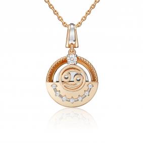 Подвеска Знак зодиака Рак из комбинированного золота Platina с фианитом 03-3463-09-401-1111 03-3463-09-401-1111 фото