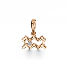 Подвеска из золочёного серебра Знак зодиака Водолей АЛЬКОР с бриллиантом 03-3553/000Б-06 03-3553/000Б-06 фото