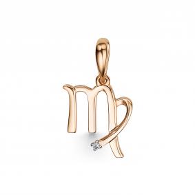 Подвеска Знак зодиака Дева из золочёного серебра АЛЬКОР с бриллиантом 03-3559/000Б-06 03-3559/000Б-06 фото