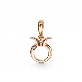 Подвеска Знак зодиака Телец из золочёного серебра АЛЬКОР с бриллиантом 03-3563/000Б-06 03-3563/000Б-06 фото